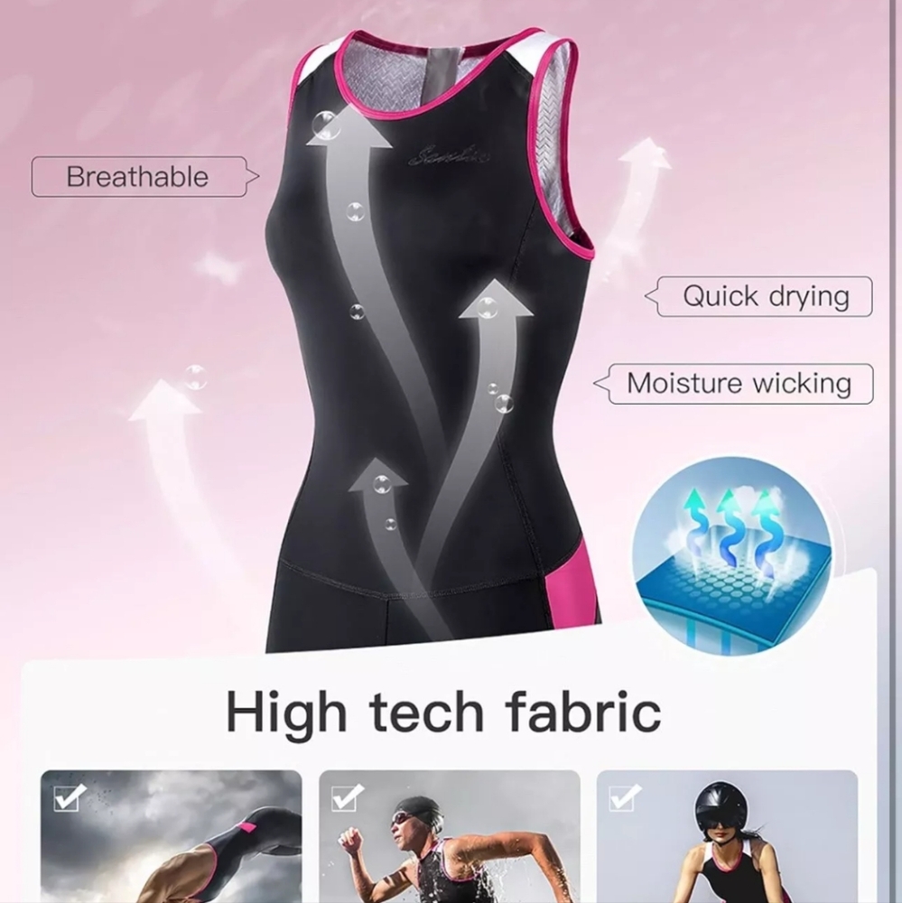 Santic Triathlon-Suit One-Piece Sleeveless Tri-Suit Padded Quick-Drying Medium - Picture 5 of 9